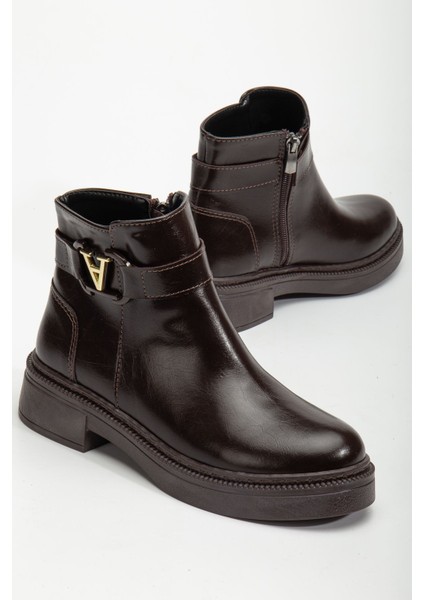 Kadın Tokalı Soğuk Geçirmez Parlak Kahverengi Kışlık Bot fiyatları