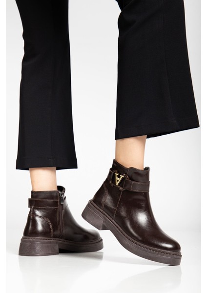 Kadın Tokalı Soğuk Geçirmez Parlak Kahverengi Kışlık Bot fırsatları