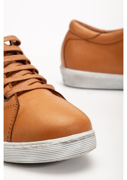 Kadın Taba Hakiki Deri Yandan Fermuarlı Bağcıklı Spor Ayakkabı modelleri