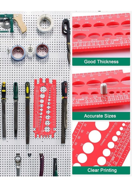 Cıvata Göstergesi (Metrik ve Sae), Fındık ve Cıvataları Hızlı Bir Şekilde Boyutlandırma Için Cıvata Solizer, Plastik Cıvata Ölçüm Aracı, Iplik Göstergesi Kırmızı (Yurt Dışından) indirimleri