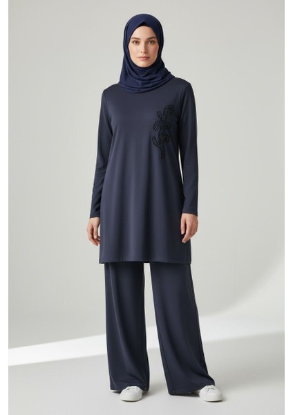 Büyük Beden Işlemeli Pant. Ikili Takım - MDS005528TKM