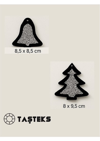 Taşlı Keçe Yılbaşı Süsü 2’li Set (Çan & Çam Ağacı) – Çift Taraflı | 4 Renk Seçenekli | fiyatları
