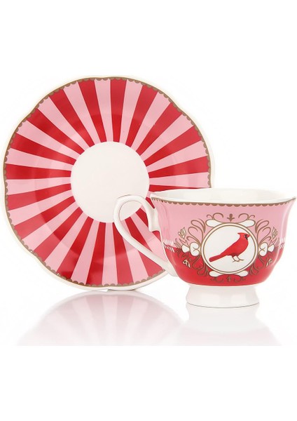 Porselen 2 Kişilik Kuş Desenli Fincan Takımı – 90 ml