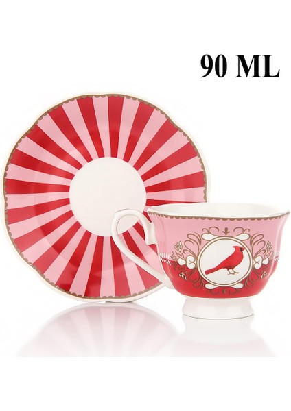 Porselen 2 Kişilik Kuş Desenli Fincan Takımı – 90 ml fiyatları