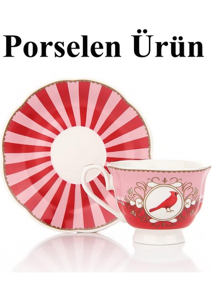 Porselen 2 Kişilik Kuş Desenli Fincan Takımı – 90 ml fırsatları