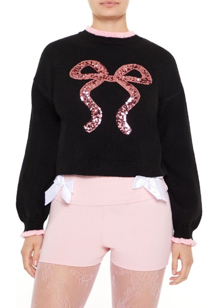 Payetli Fiyonk Desenli Kazak