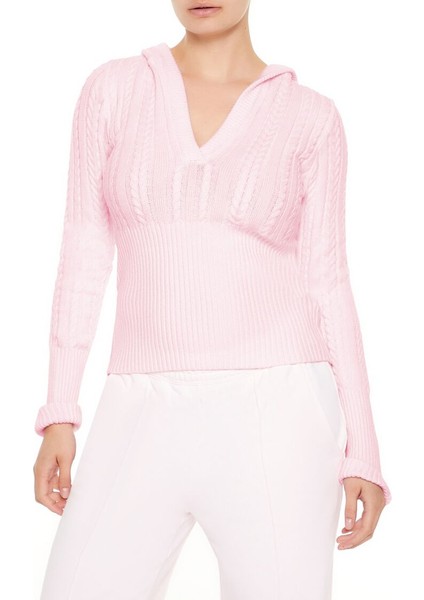 Kapüşonlu Örgü Kazak