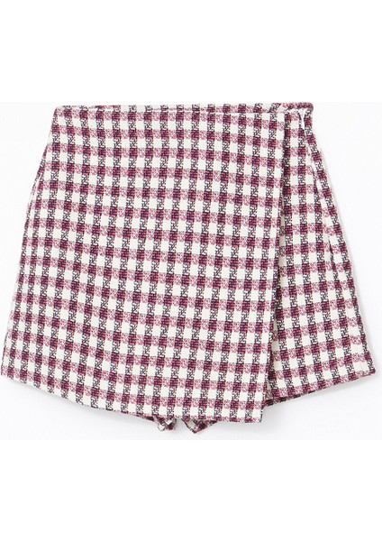 Yeni Sezon Beli Fermuarlı Ekose Kadın Tüvit Şort Etek indirimleri