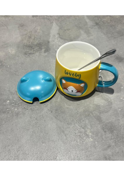 Kapaklı Kaşıklı Hediyelik Kupa Kedi Detaylı fiyatları