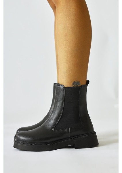 Kadın Yan Lastikli Soğuk Geçirmez Siyah Kışlık Bot