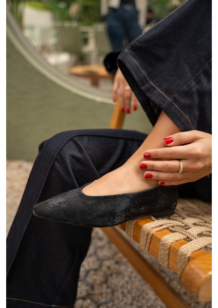 Joset Siyah Küt Burun Düz Kadın Babet indirimleri