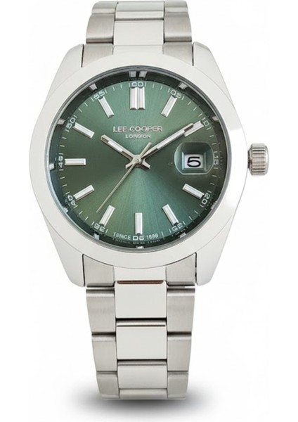 Erkek Kol Saati Köşeli Gümüş Renk, Yeşil Kadran - Şık Metal Kordon, 2 Yıl Garantili