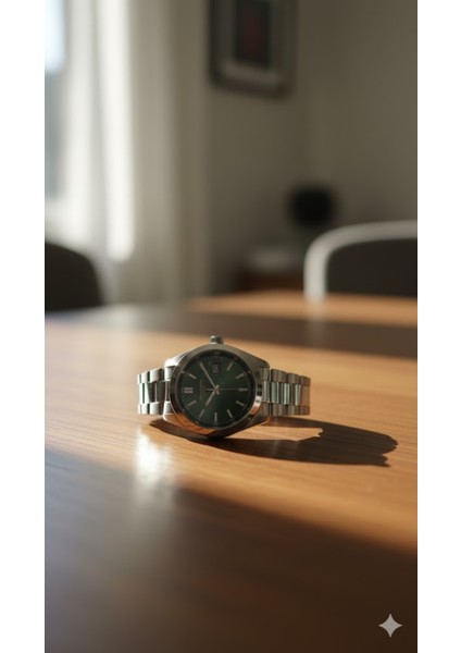 Erkek Kol Saati Köşeli Gümüş Renk, Yeşil Kadran - Şık Metal Kordon, 2 Yıl Garantili fiyatları