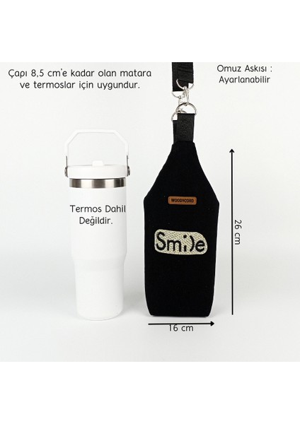 El Yapımı Simli Smile U Model Matara Termos Kılıfı fiyatları