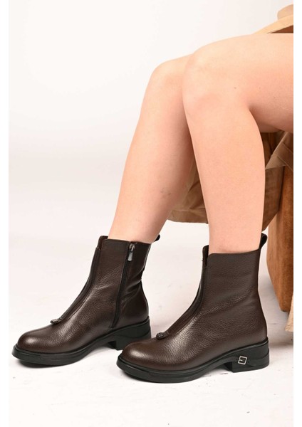 Bağcıksız Fermuarlı Termo Taban Hakiki Deri Casual Bot 335-662-17 Kadın Bot