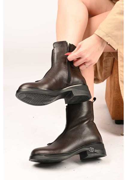 Bağcıksız Fermuarlı Termo Taban Hakiki Deri Casual Bot 335-662-17 Kadın Bot fırsatları