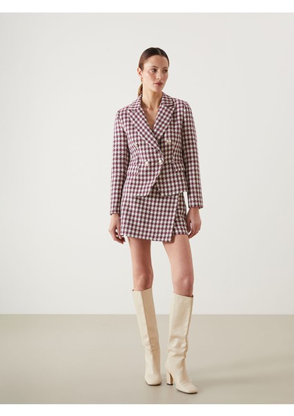 Yeni Sezon Beli Fermuarlı Ekose Kadın Tüvit Şort Etek