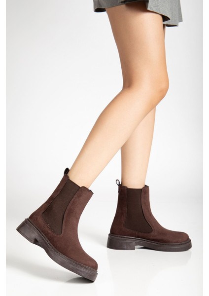 Kadın Lastikli Günlük Kahverengi Süet Kalın Tabanlı Bot fırsatları