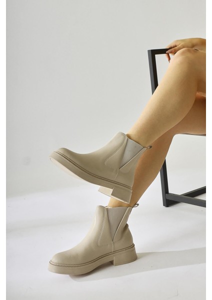 Kadın Yan Lastikli Soğuk Geçirmez Bej Kışlık Bot fiyatları