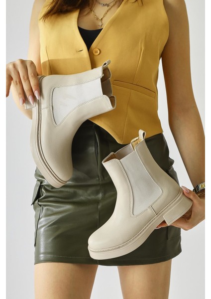 Kadın Yan Lastikli Soğuk Geçirmez Bej Kışlık Bot fırsatları