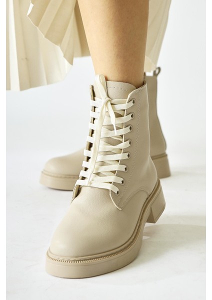 Kadın Bağcıklı Fermuarlı Bej Postal Kışlık Bot fiyatları