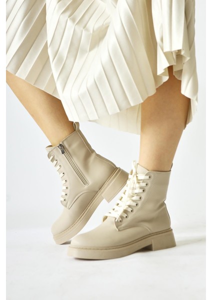 Kadın Bağcıklı Fermuarlı Bej Postal Kışlık Bot modelleri