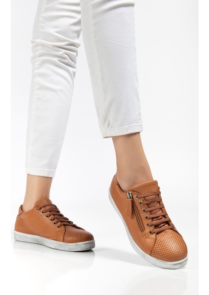 Kadın Taba Hakiki Deri Delikli Spor Ayakkabı fırsatları