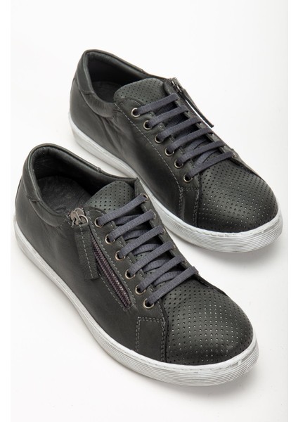 Kadın Füme Hakiki Deri Delikli Spor Ayakkabı