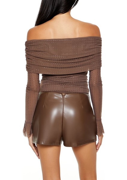 Kristal Taşlı Omuz Açık Bluz modelleri