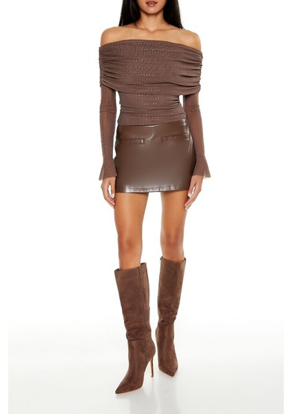 Kristal Taşlı Omuz Açık Bluz fırsatları