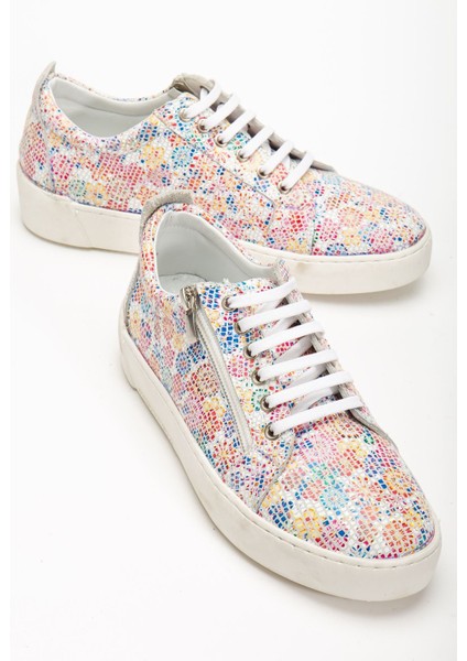 Kadın Çok Renkli Hakiki Deri Yandan Fermuarlı Bağcıklı Spor Ayakkabı fiyatları