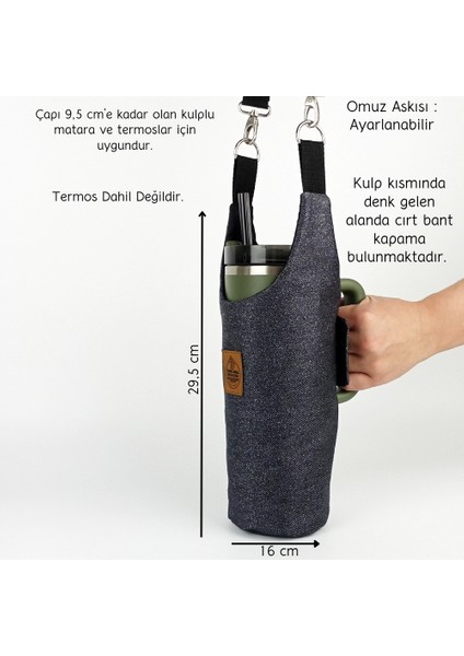 El Yapımı Simli Kot Matara Termos Kılıfı Kulplu Model Quencher Pipetli 1,18 fiyatları