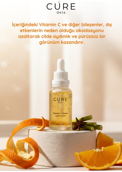 Cilt Tonu Eşitleyen, Leke Karşıtı, Aydınlatıcı, Hyalüronik Asit Destekli, C Vitamini Serum 30 ml