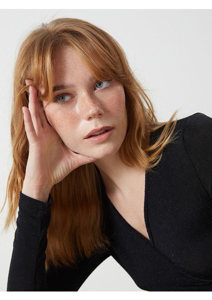 Yeni Sezon Kruvaze Yaka Desenli Elbise modelleri