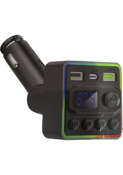 Allison ALS-A61 Bluetooth Araç Fm Transmitter – Type-C & Çift USB Şarjlı, Rgb Işıklı Mp3 Çalar
