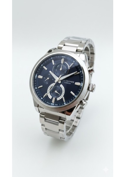 Erkek Kol Saati Gümüş Renk, Mavi Kadran - Şık Metal Kordon, 2 Yıl Garantili