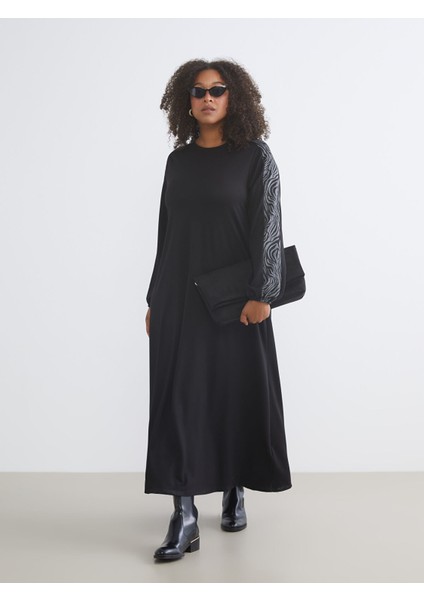 Yeni Sezon Büyük Beden Bisiklet Yaka Desenli Elbise fiyatları