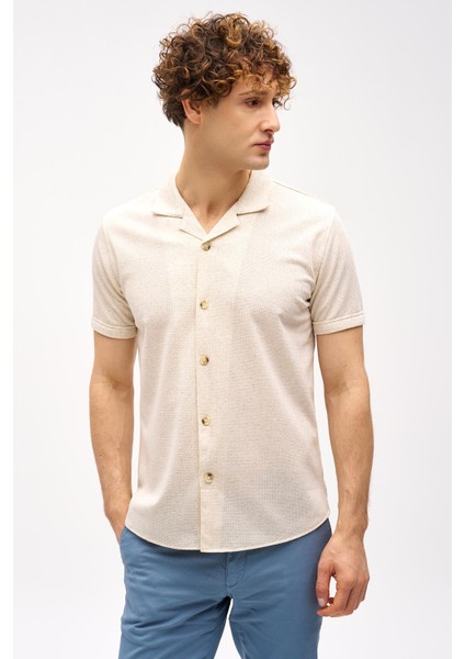 Erkek Bej Apaç Yaka Gömlek