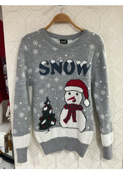 Kadın Yılbaşı Temalı Kardan Adam Desenli Triko Kazak fiyatları