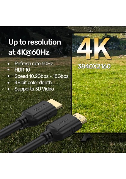Unıtek Hdmı2.0 Kablo 20MT 4K&amp;60Hz (C11079BK-20M) modelleri