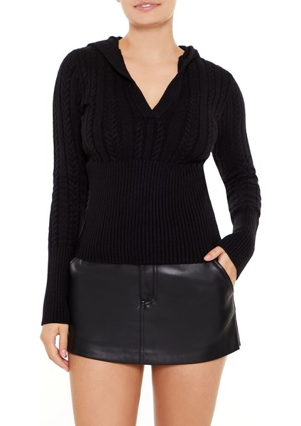 Kapüşonlu Örgü Kazak