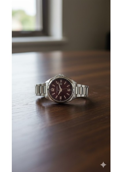 Erkek Kol Saati Gümüş Renk, Bordo Kadran - Şık Metal Kordon, 2 Yıl Garantili fiyatları