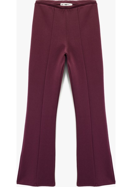 Nervürlü Pamuklu Slim Fit Ispanyol Paça Tayt Pantolon