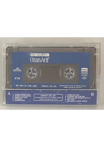Ozan Arif Susmayacağım Kaset (Orijinal Dönem Kağıt Baskı Kaset) fiyatları