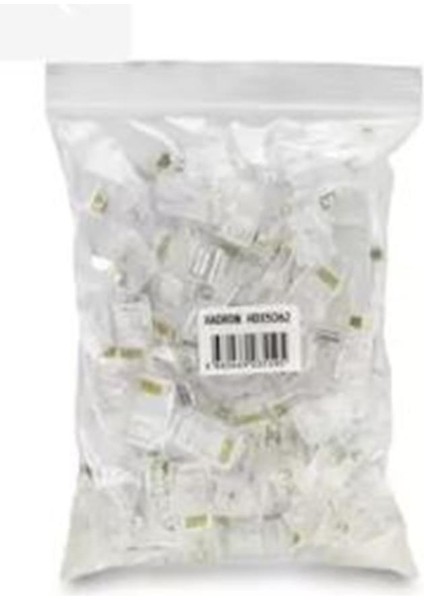 Hadron HDX5062 Cat5 Konnektör Ez RJ45 Delikli 100LÜ Paket Şeffaf