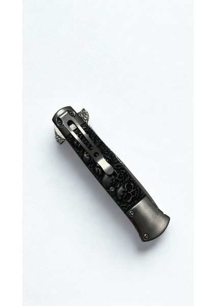 Swat Yarı Otomatik Siyah Kurukafa Kabze Kemer Klipsli Outdoor Çakı modelleri