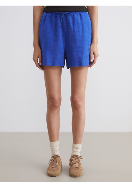 Yeni Sezon Beli Lastikli %100 Keten Kadın Şort fiyatları