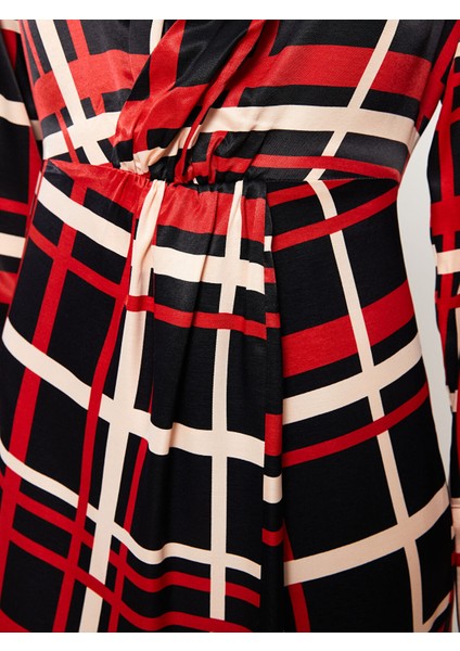 Yeni Sezon Gömlek Yaka Ekose Uzun Kollu Saten Elbise fırsatları