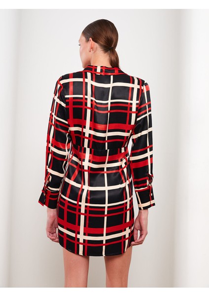 Yeni Sezon Gömlek Yaka Ekose Uzun Kollu Saten Elbise indirimleri