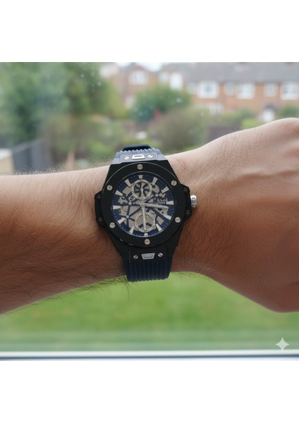 Erkek Kol Saati Siyah Renk, Mavi Kadran - Multifonksiyon, 2 Yıl Garantili modelleri